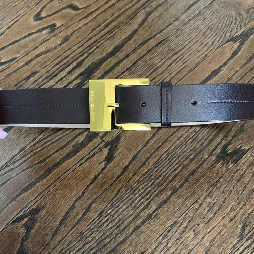 Michael Kors Belt- dark brown leather with gold buckle